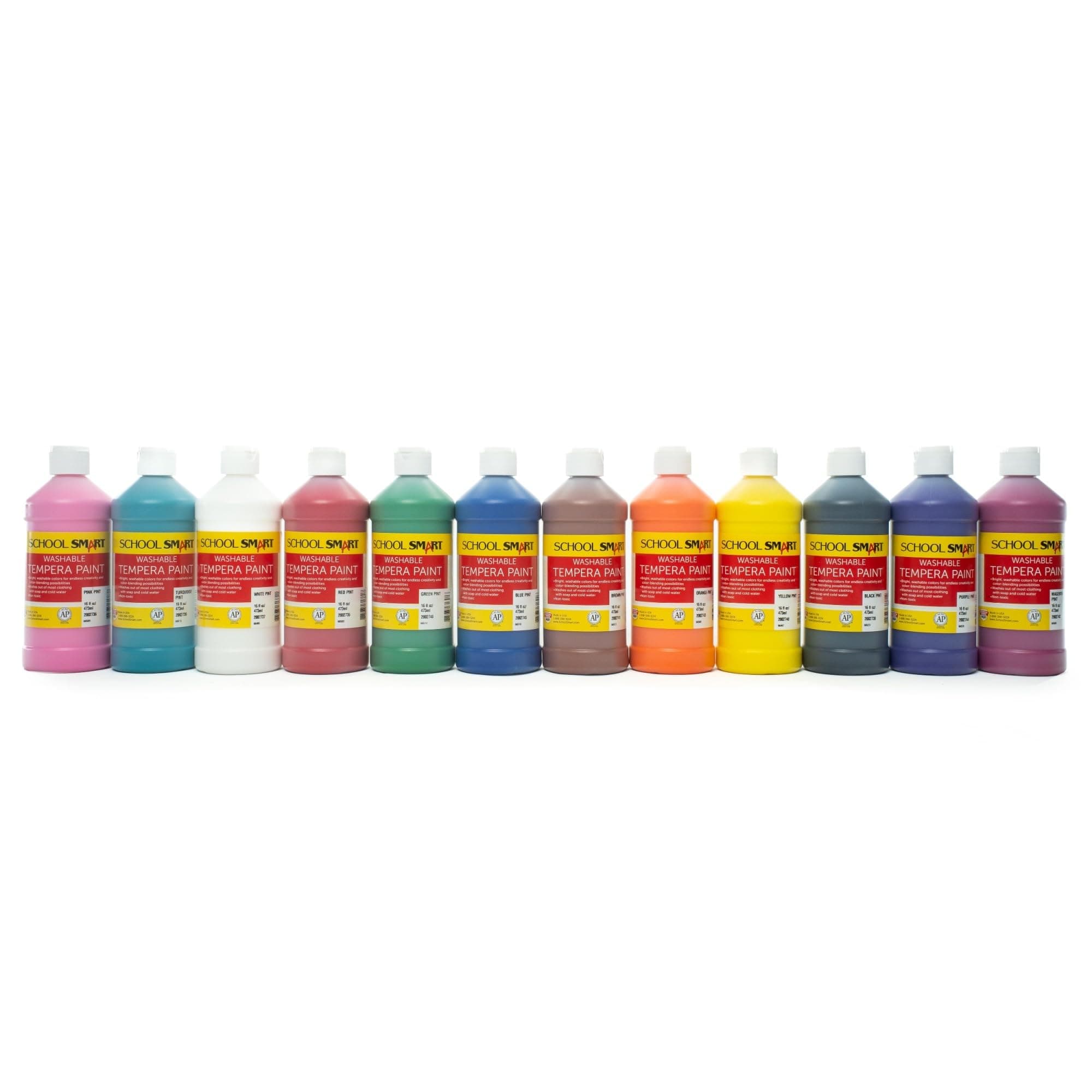 School Smart Washable Tempera Paints for School and Arts and Crafts Use, 16 Ounc - Thumbnail 4