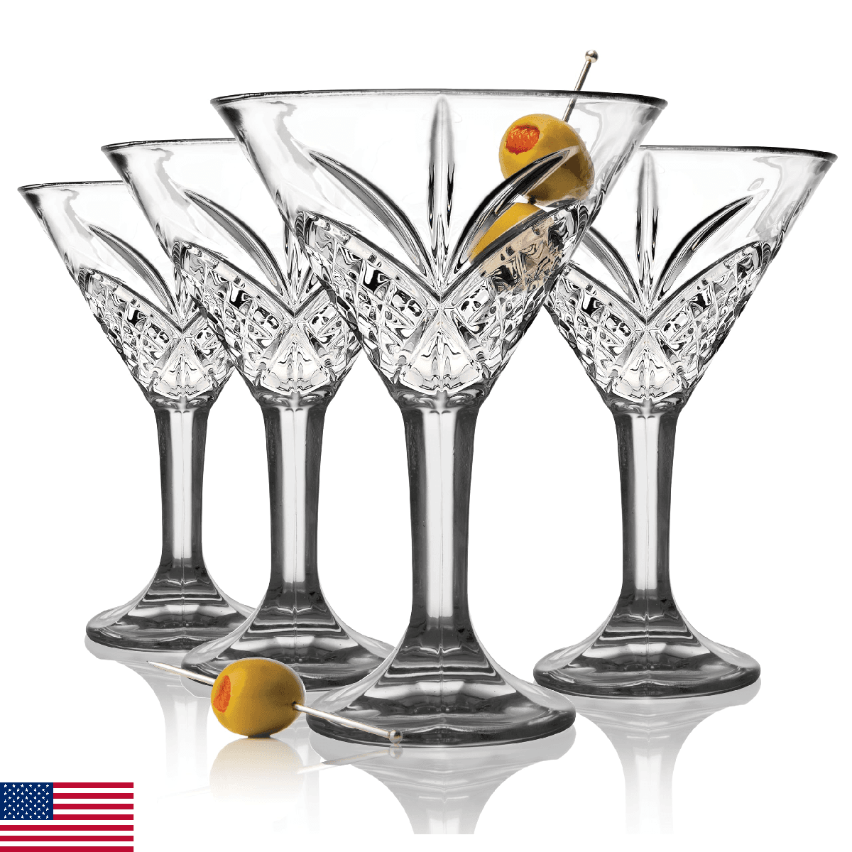 Godinger Martini Glasses, Cocktail Glasses, Martini Drinking Glasses, Crystal Co - Image 1