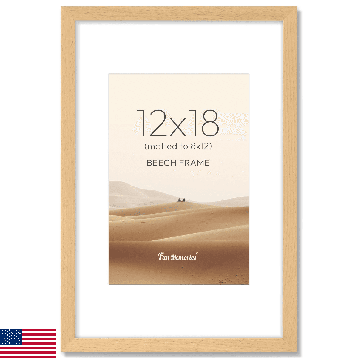Fun Memories 12x18 Picture Frame, USA-Sourced Beech Wood Photo Frames with HD Te - Image 1