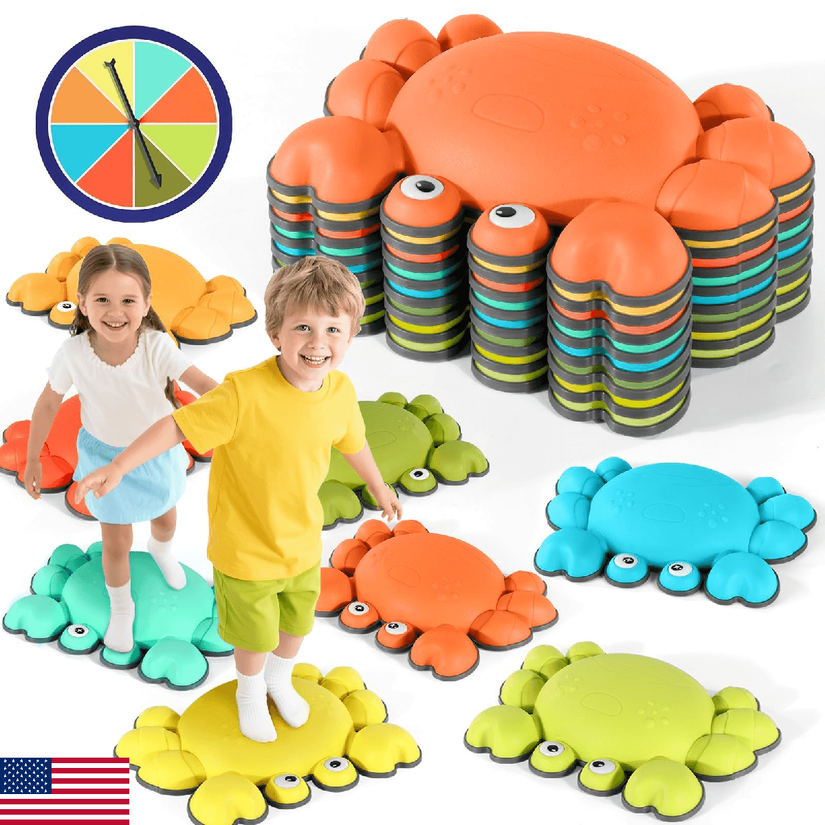 TOPNEW Crab Stepping Stones for Kids, 8PCS Non-Slip Toddler Stepping Stones for - Image 1