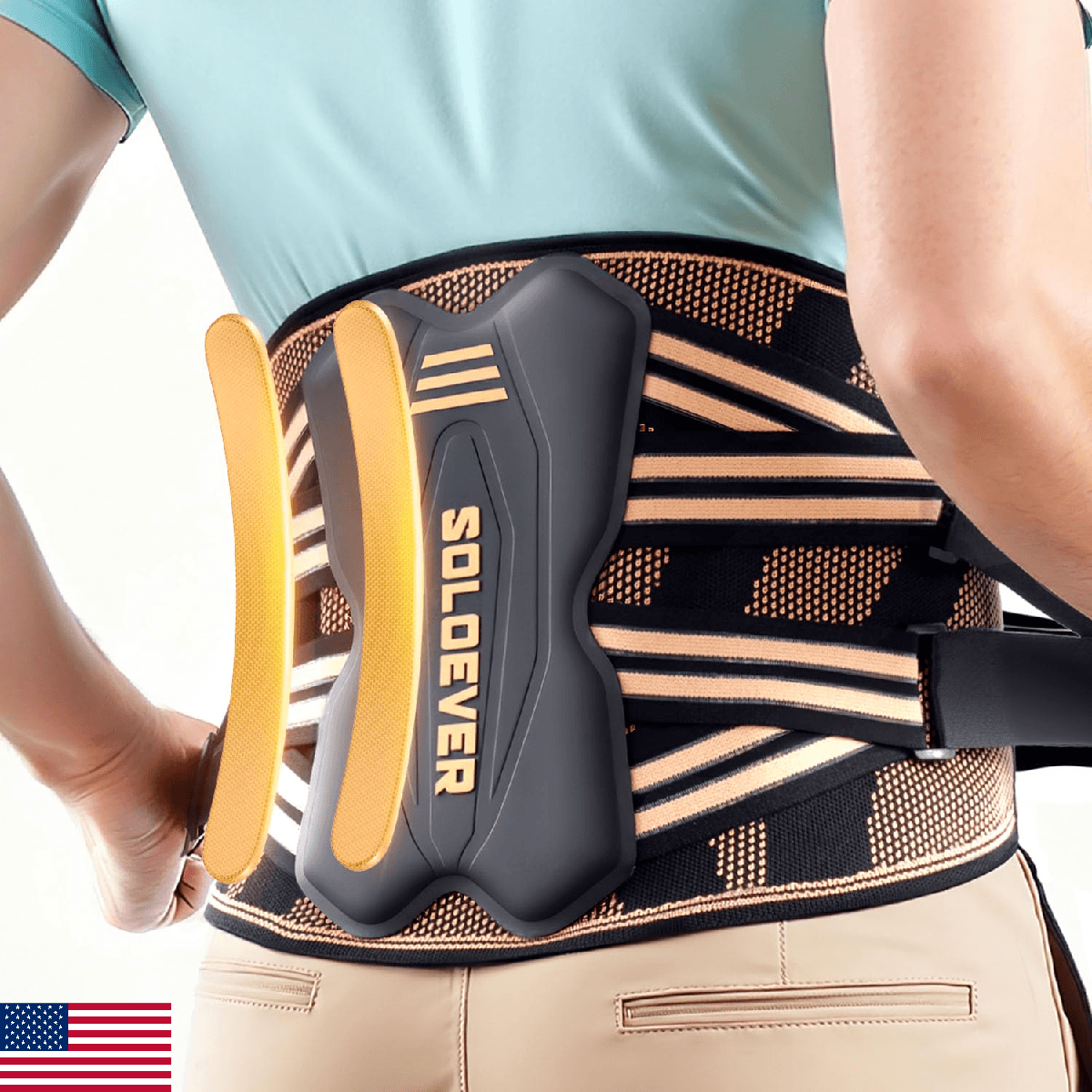 SOLOEVER Copper-Infused Back Brace for Men Lower Back Pain Relief [Medical-Grade - Image 1