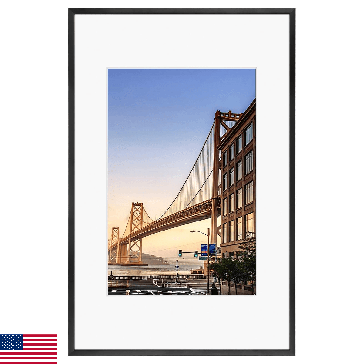 Frametory, 11x17 Aluminum Picture Frame - 11x17 Black Frame with Removable Mat f - Image 1