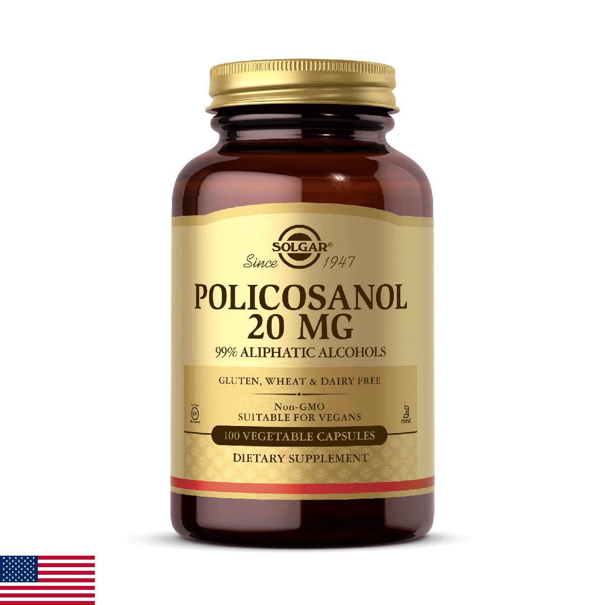 Solgar Policosanol 20 mg, 100 Vegetable Capsules - Supports Heart Health - Gener - Image 1