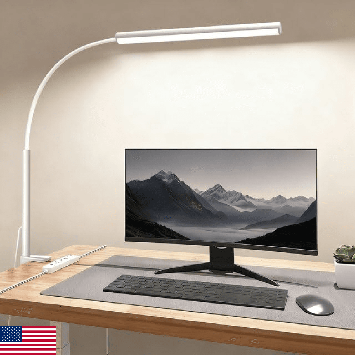 Fuaoddda LED Desk Lamp with Clamp Eye-Protection Clip-On Desk Lamp 5 Modes 10 Br - Image 1