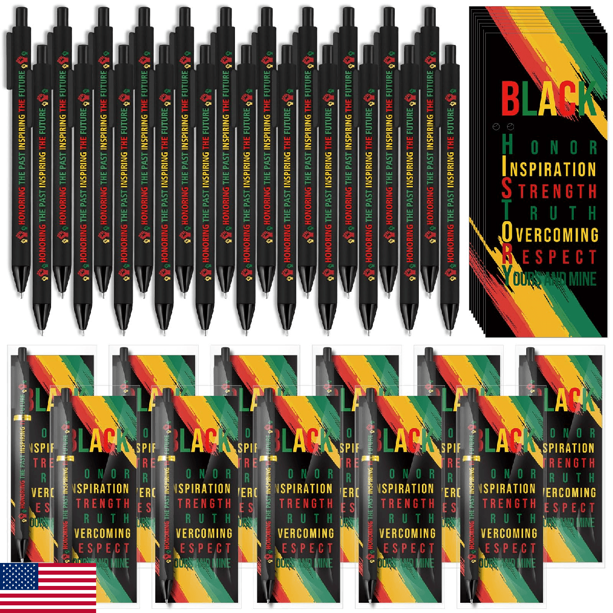 Sayglossy 100 Sets Black History Month Gifts Inspirational Ballpoint Pens and Bo - Image 1