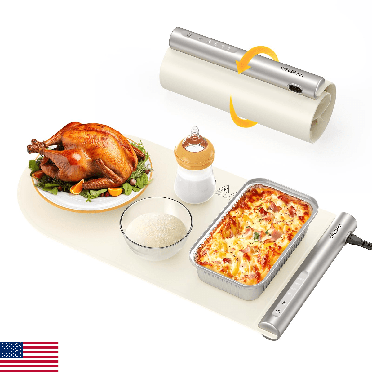 COLDFILL Warming Mat for Food, Electric Food Warming Mat with 4 Temp Level and 6 - Image 1