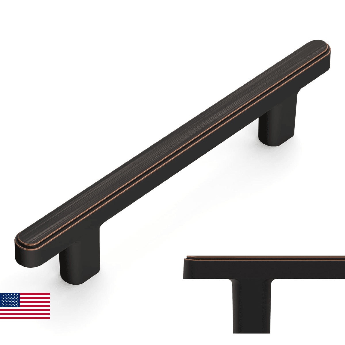 Amerdeco 10 Pack Oil Rubbed Bronze Cabinet Pulls 3.75 Inch Hole Center Drawer Ha - Image 1