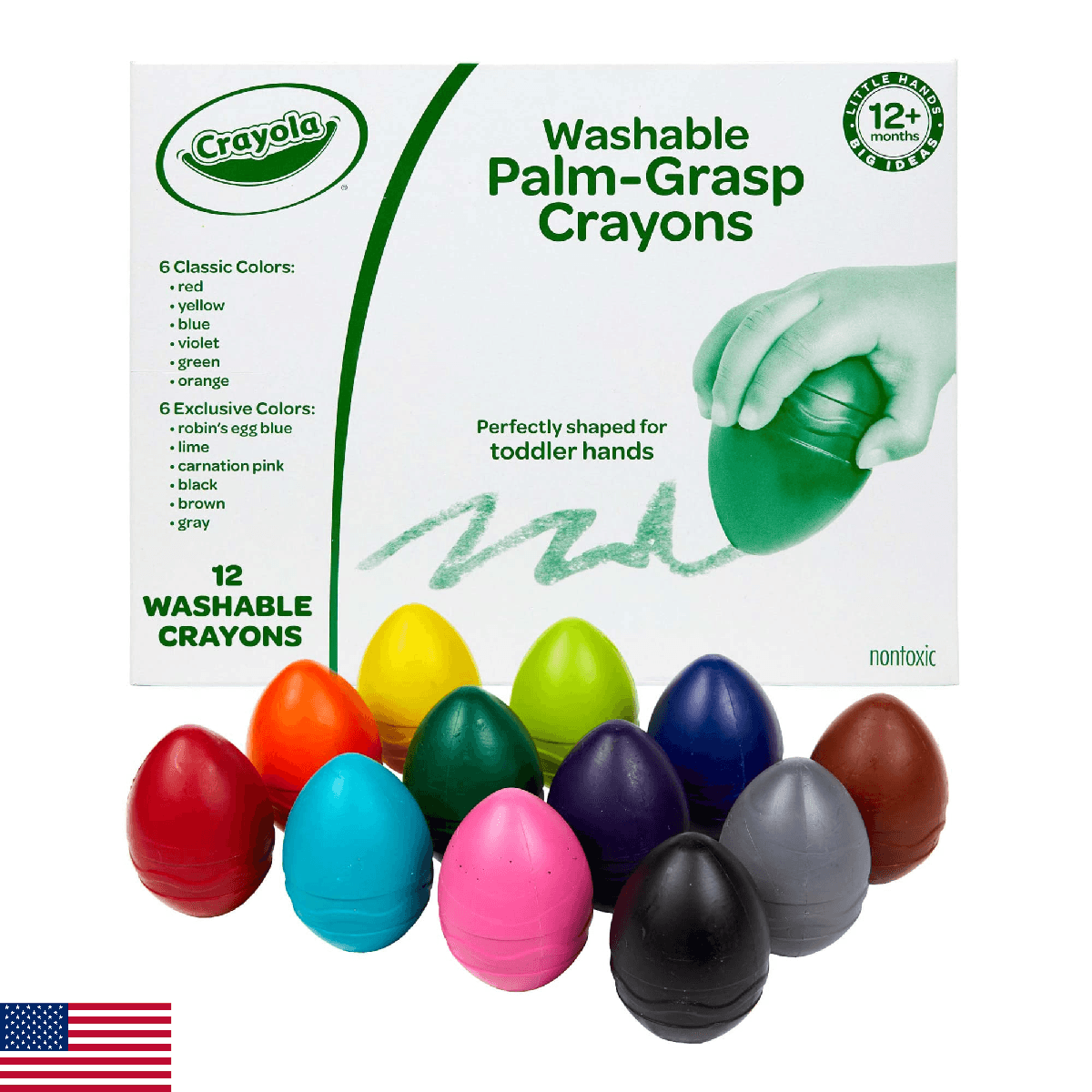 Crayola Large Egg Crayons (12ct), Jumbo Washable Crayons for Toddlers, Christmas - Image 1
