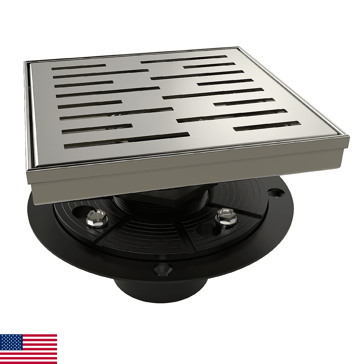 WEBANG 6 Inch Square Shower Drain Nickel Floor Drain with Flange Rainline Patter - Image 1