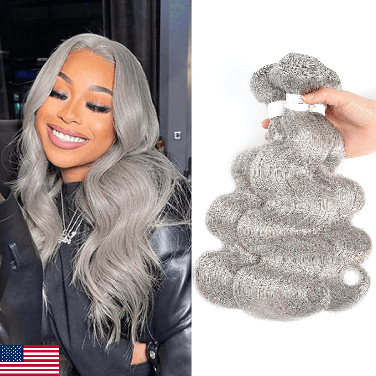 Condescension Brazilian Human Hair Bundles Sliver Grey 14 16 18 Inch Body Wave 3 - Image 1