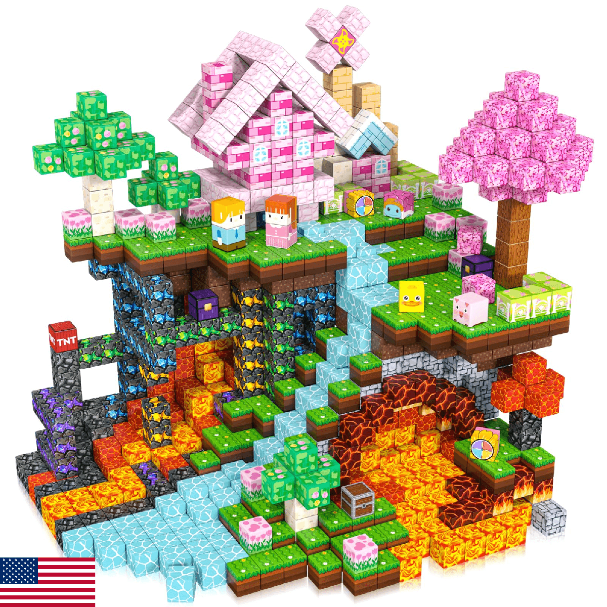 LAYVIC 200PCS Magnetic Building Blocks, Magnet Toys Magnetic Cubes, Magnetic Blo - Image 1