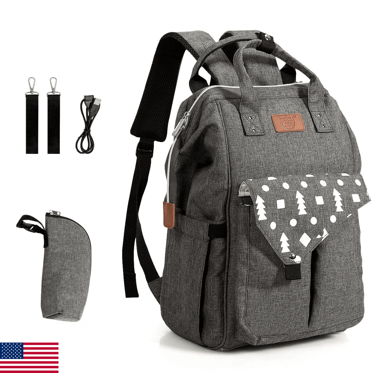 BABY JOY Diaper Bag Backpack, Waterproof Stylish Multifunction Large Capacity Tr - Image 1