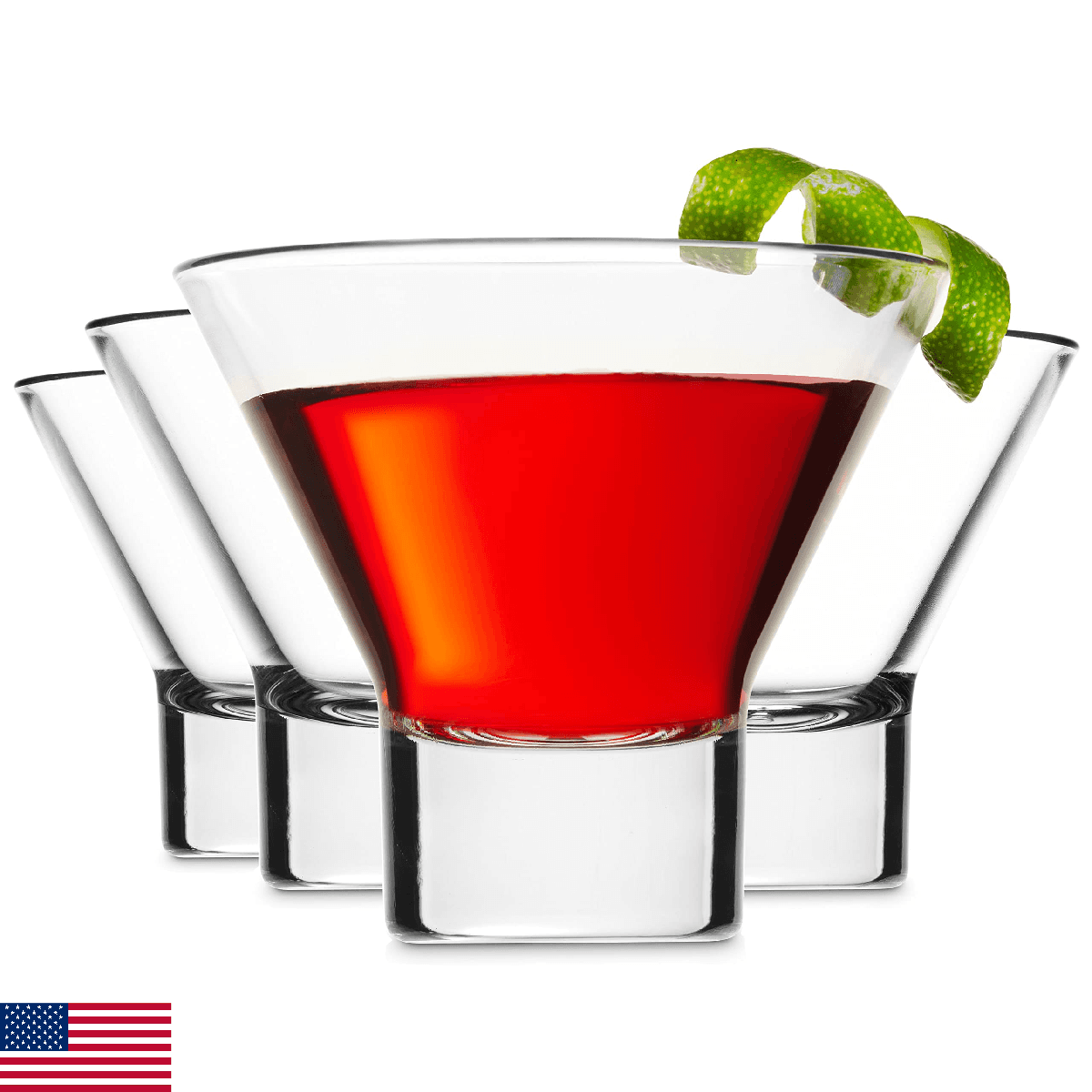 Godinger Martini Glasses, Italian Cocktail Glasses, Dessert Cups, Set of 4, 8oz - Image 1