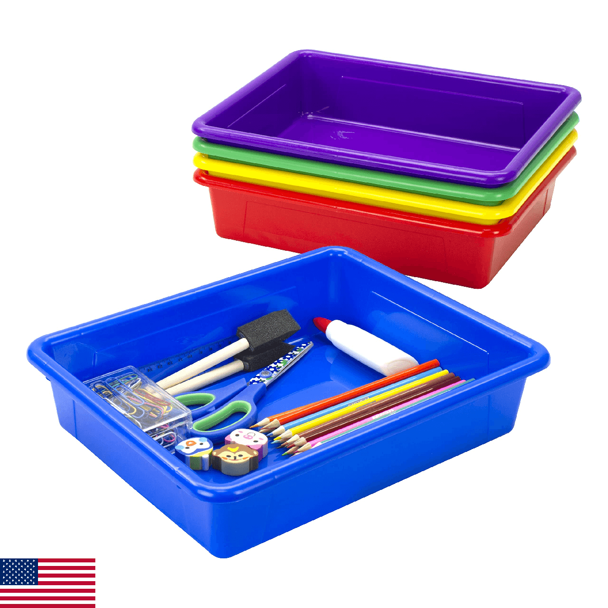 Storex Letter Size Flat Storage Tray – Organizer Bin for Classroom, Office and H - Image 1