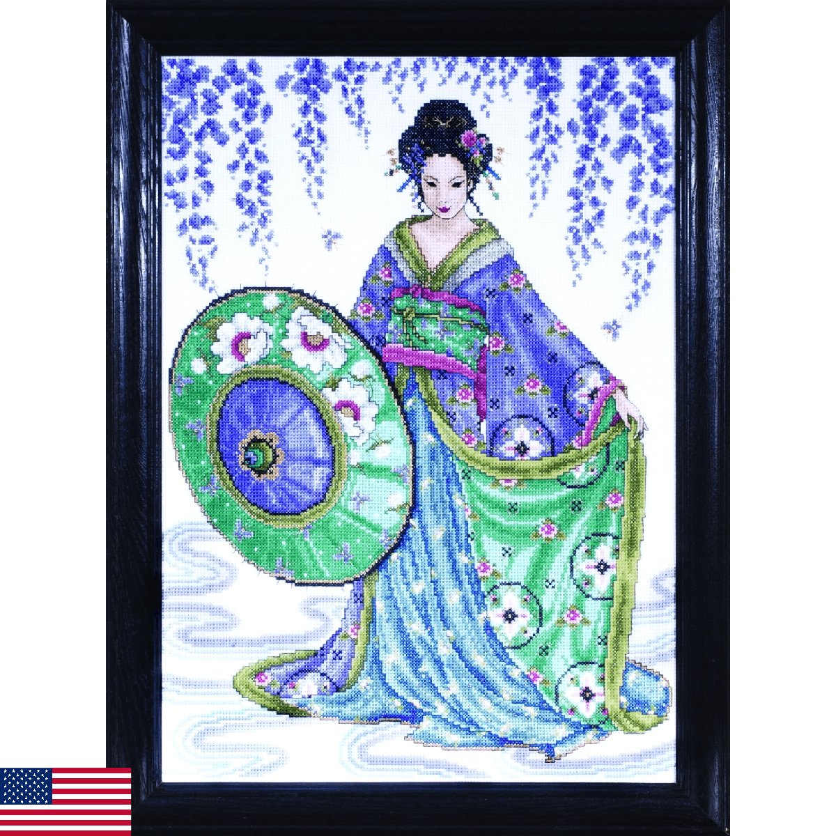 Design Works Crafts Counted Cross Stitch, Geisha, 12 by 16 inches,White,Gold - Image 1