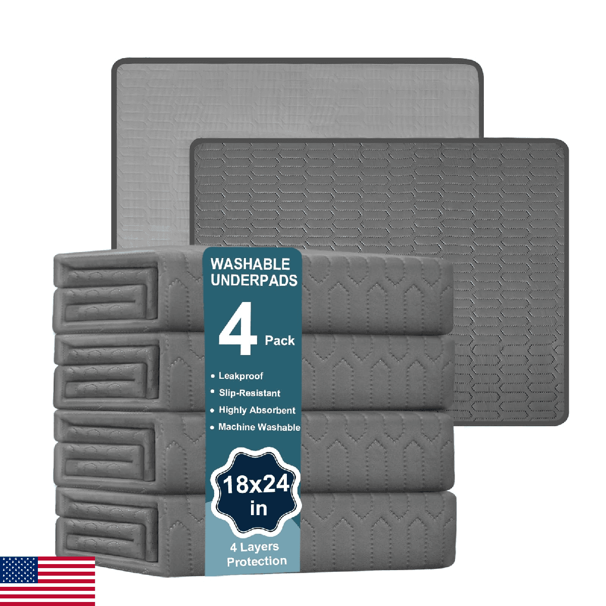 Washable Underpads Waterproof Bed Pads (18x24) - Reusable Incontinence Pads for - Image 1