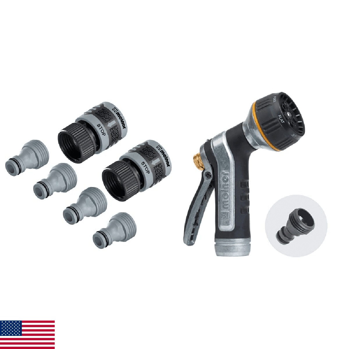 Melnor 65175AMZ 6 Piece Quick Connect Set Connector Bundle Black Blue 65020-AMZ - Image 1