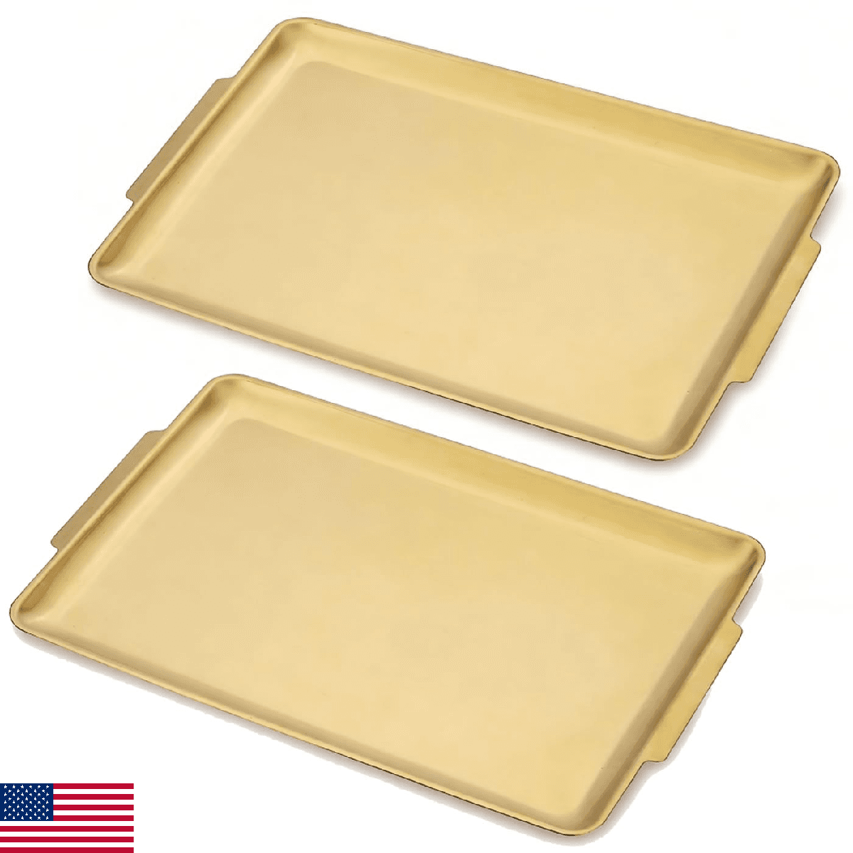 16.3" x 11" Large Serving Platters Set of 2, Stainless Steel Heavy-Duty Large Se - Image 1