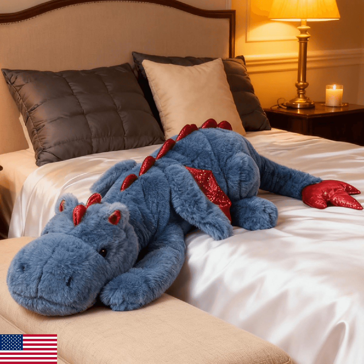 ARELUX Giant 50in 3Lb Big Blue Dragon Large Stuffed Animals Cute Plush Toy Fuzzy - Image 1