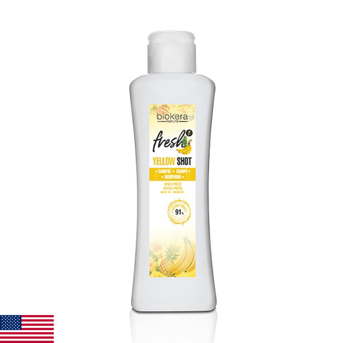 Salerm Repair Shampoo Yellow Shot Biokera Fresh 300ml Sulfate Paraben Free Shiny - Image 1
