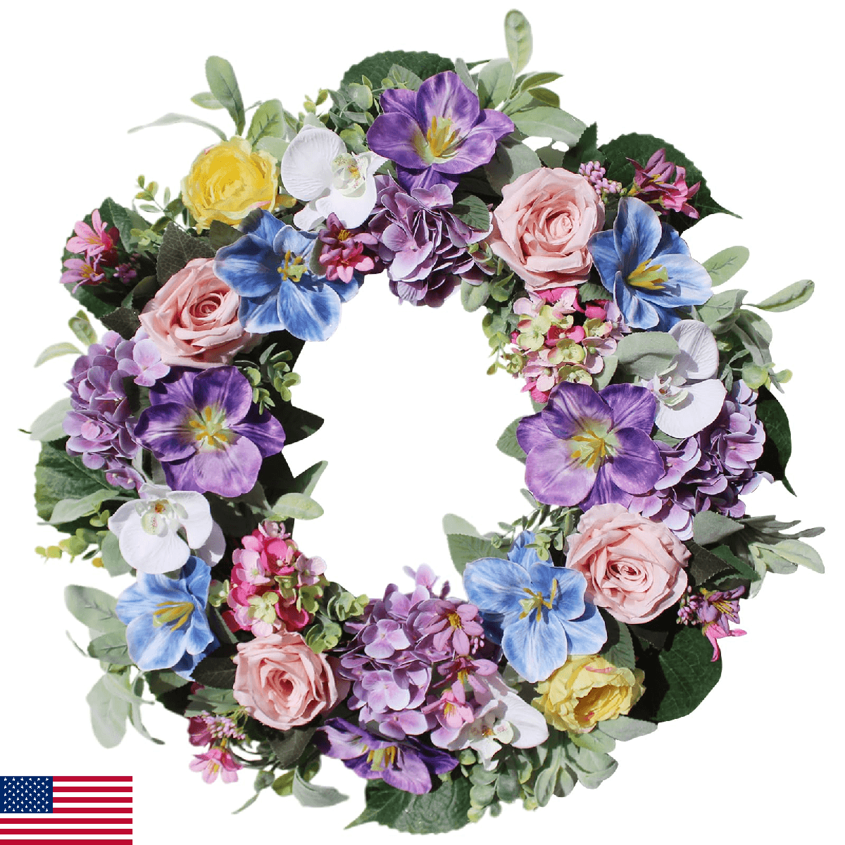 24 Inch Spring Summer Wreaths for Front Door, Spring Summer Door Wreaths, Artifi - Image 1