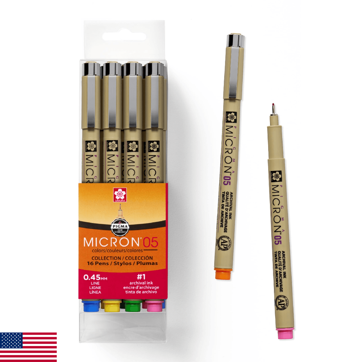 SAKURA 50075 16-Piece Pigma Micron 05 (Colors may vary) Cube Collection Ink Pen - Image 1