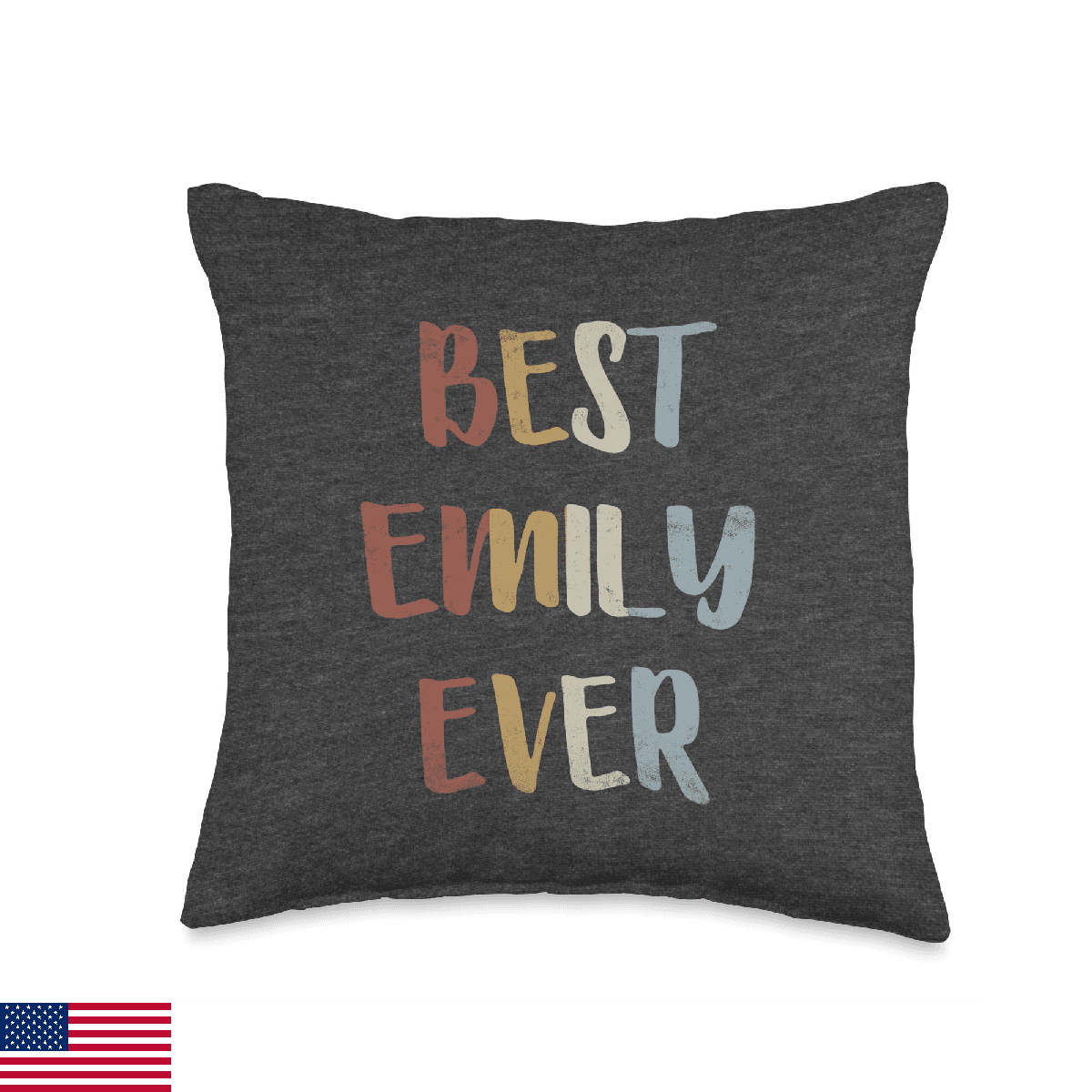 Best Emily Ever Retro Vintage Name Gift Dark Heather Gray Throw Pillow - Image 1