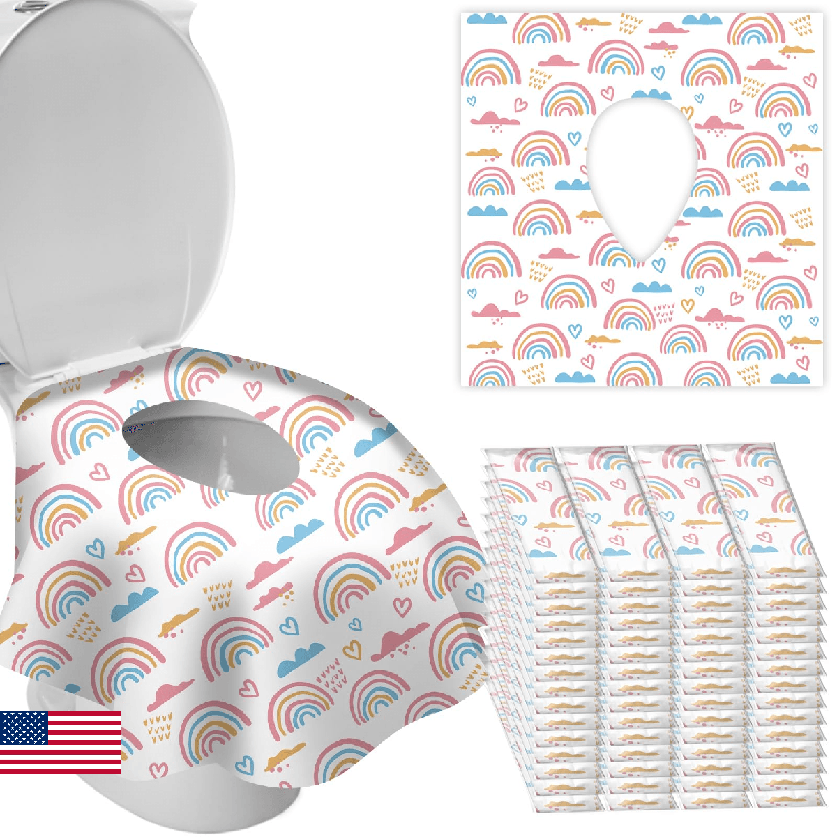 Deeki 60 Pack Disposable Toilet Seat Covers Waterproof No-Slip Kids Toddler Trav - Image 1