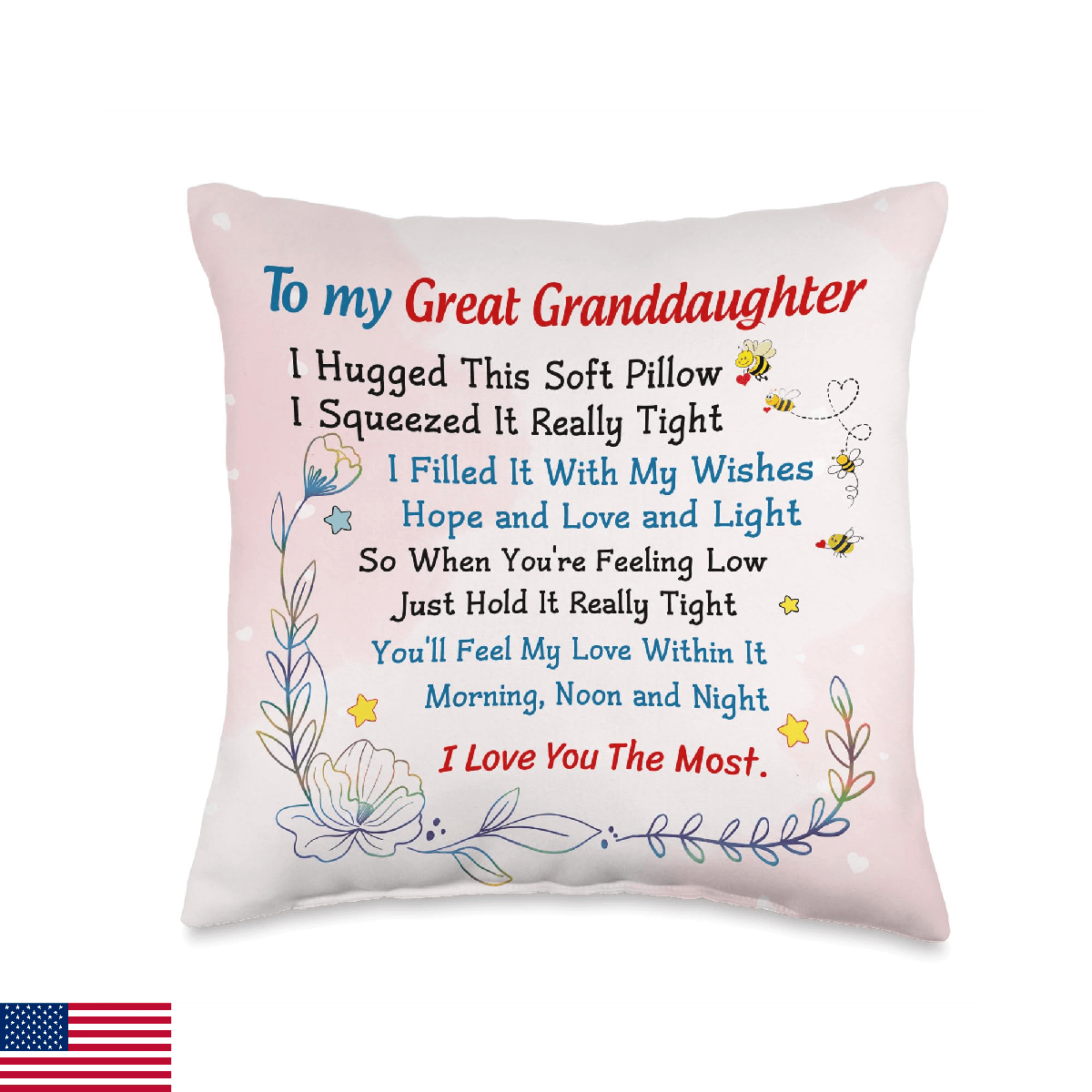 to My Great Granddaughter I Hugged This Soft Pillow Throw Pillow - Image 1