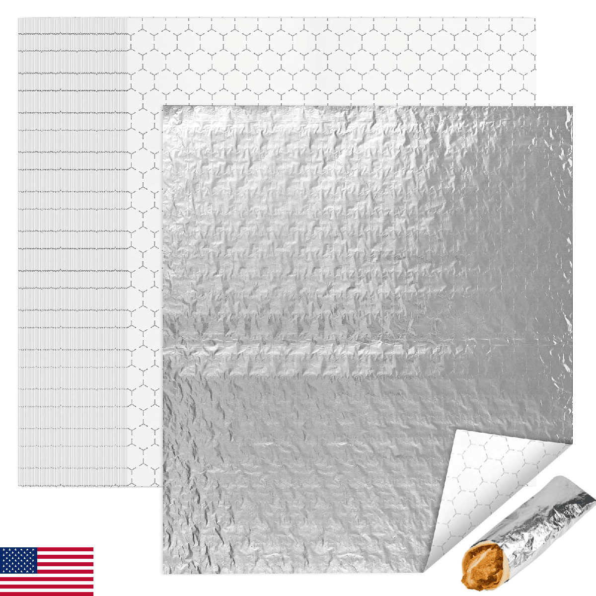 EcoDispose Pre-Cut Insulated Foil Sandwich Wrap Sheets 14x16 Inches 500 Count - Image 1