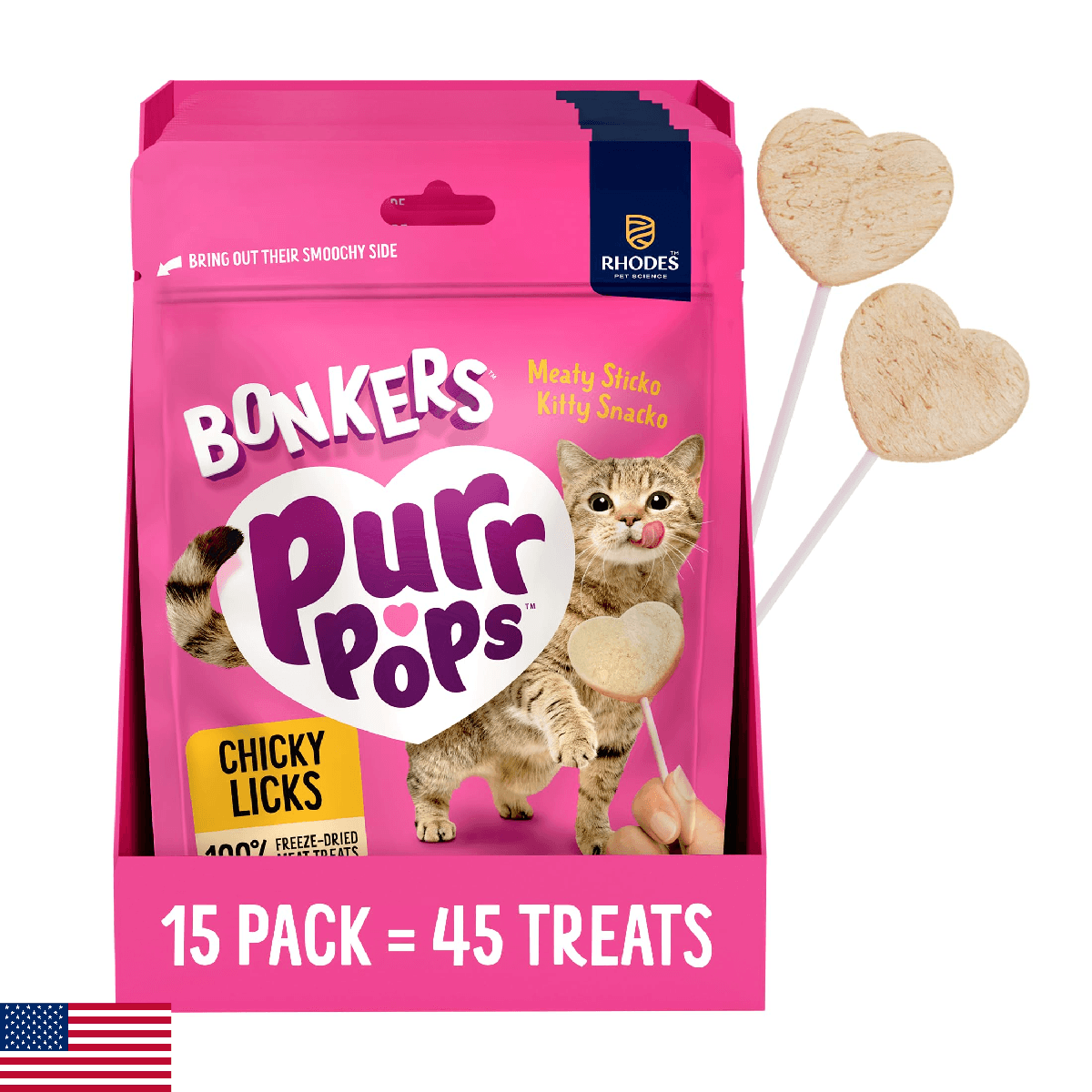 Bonkers PURRPOPS Freeze Dried CAT Treats - Chicken Licks 3 Pack - Image 1