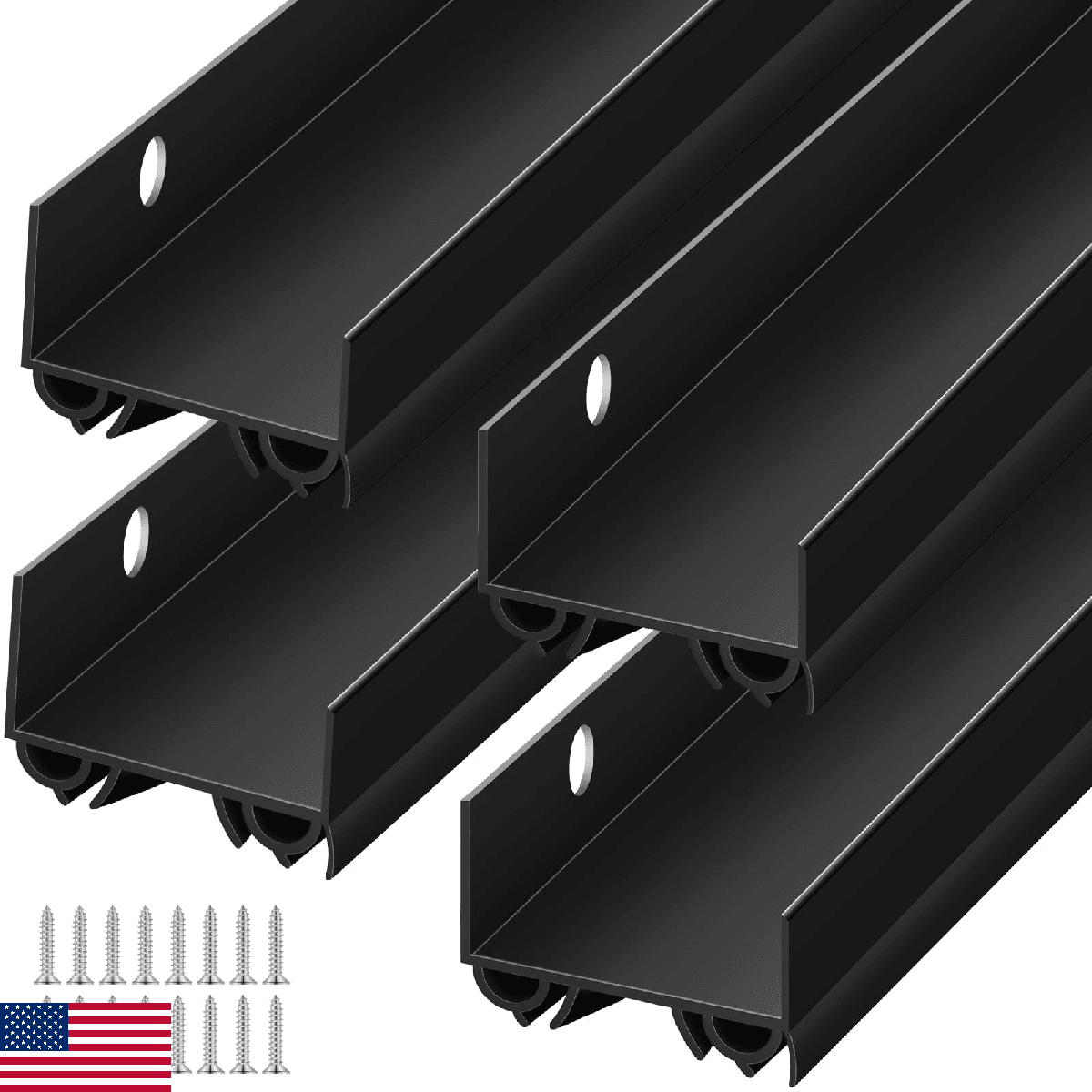 Lineshading 4 Sets Door Sweep Plastic PVC 1 3/4" x 36" Slide on Bottom Exterior - Image 1