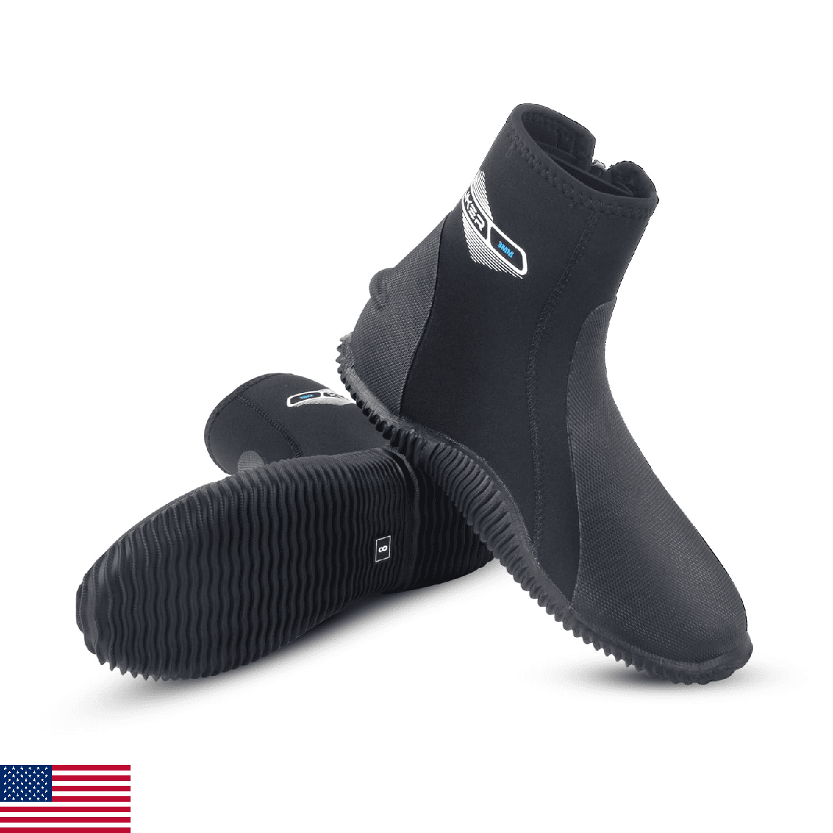 XUKER Neoprene Diving Wetsuit Boots 3mm Zipped Adult Unisex Water Boots Glued Bl - Image 1