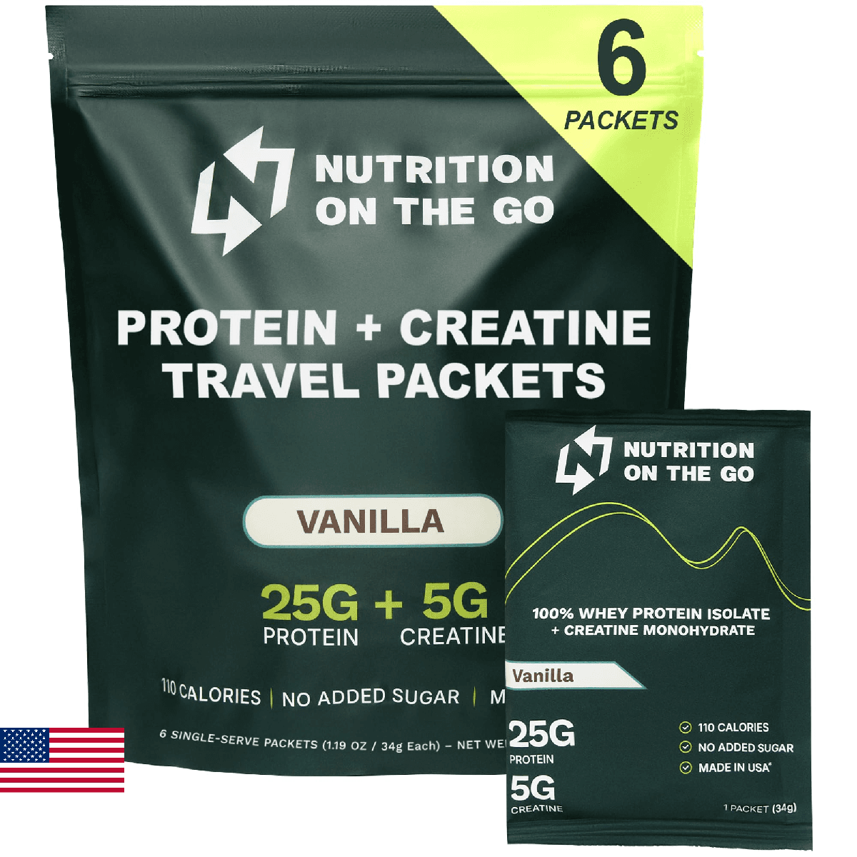 Nutrition On The Go Whey Protein Isolate Packets with Creatine – 25g Protein + 5 - Image 1