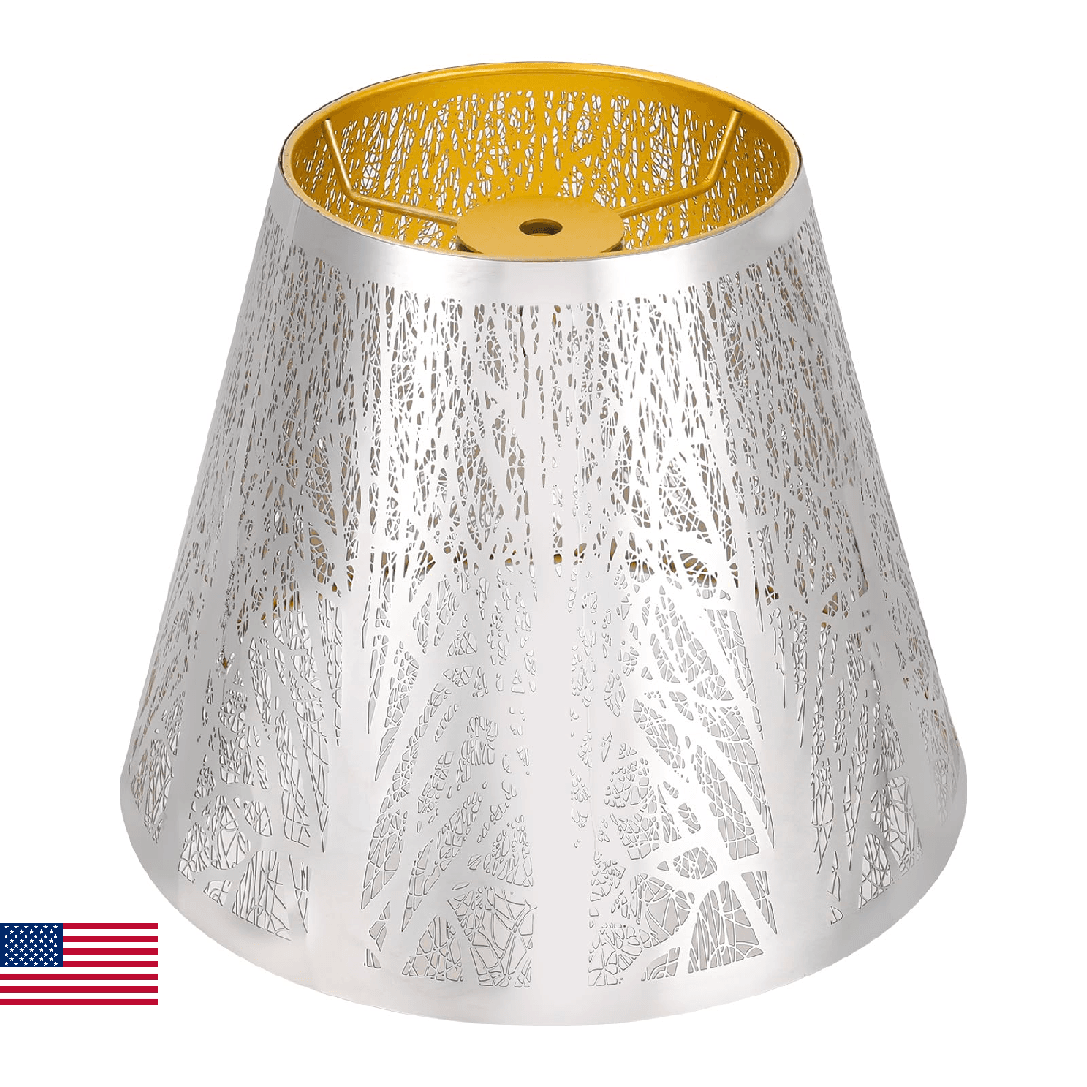 Small Barrel lampshade Stainless Steel Mirror Effect Lamp Shade 5" Top x 9" Bott - Image 1