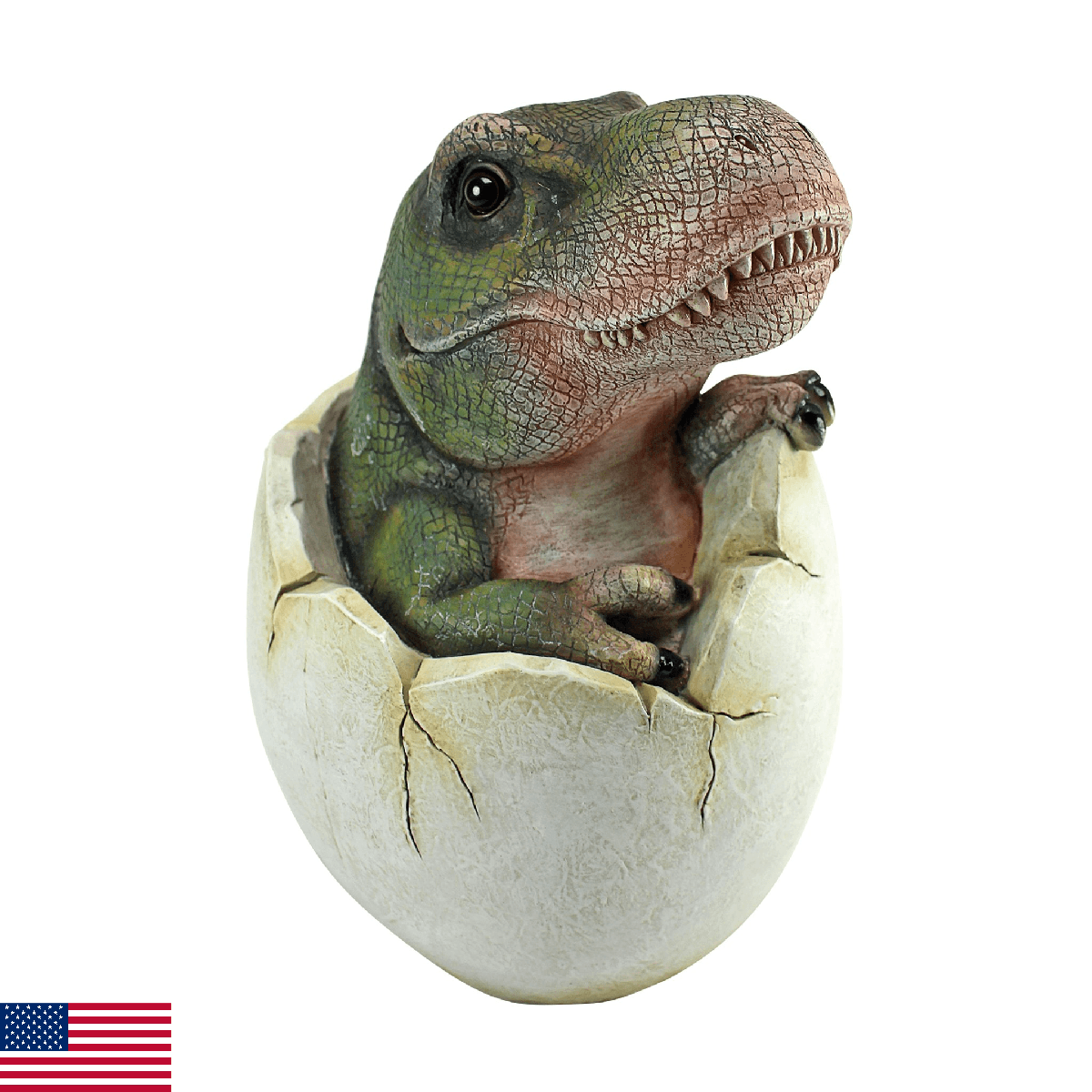 Design Toscano QM2728000 Baby Tyrannosaurus Rex Dino Egg Statue,Full Color - Image 1