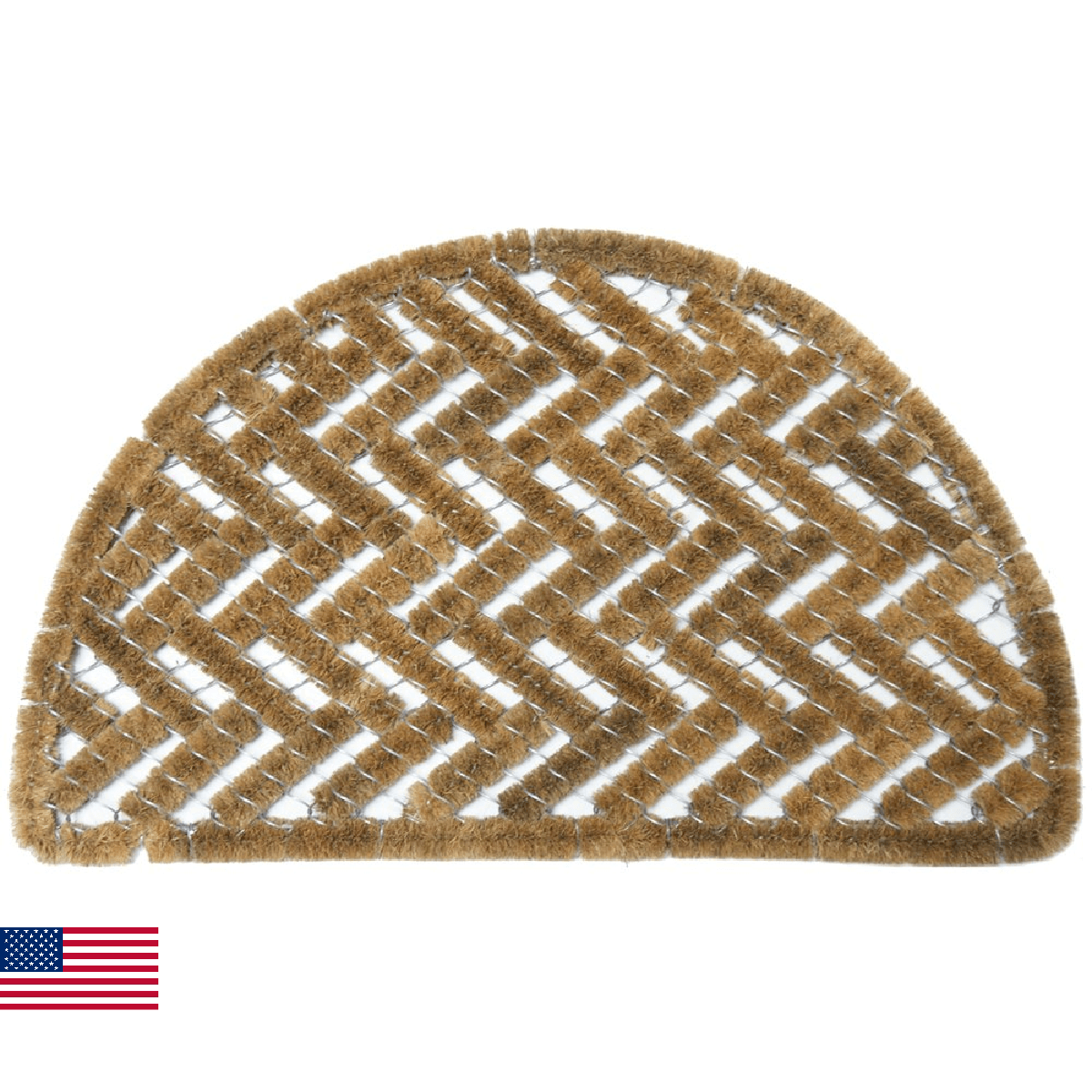 Rubber-Cal 10-100-510 Caspian Sea Outdoor Half Round Scraper Doormat 18x30 Tan - Image 1