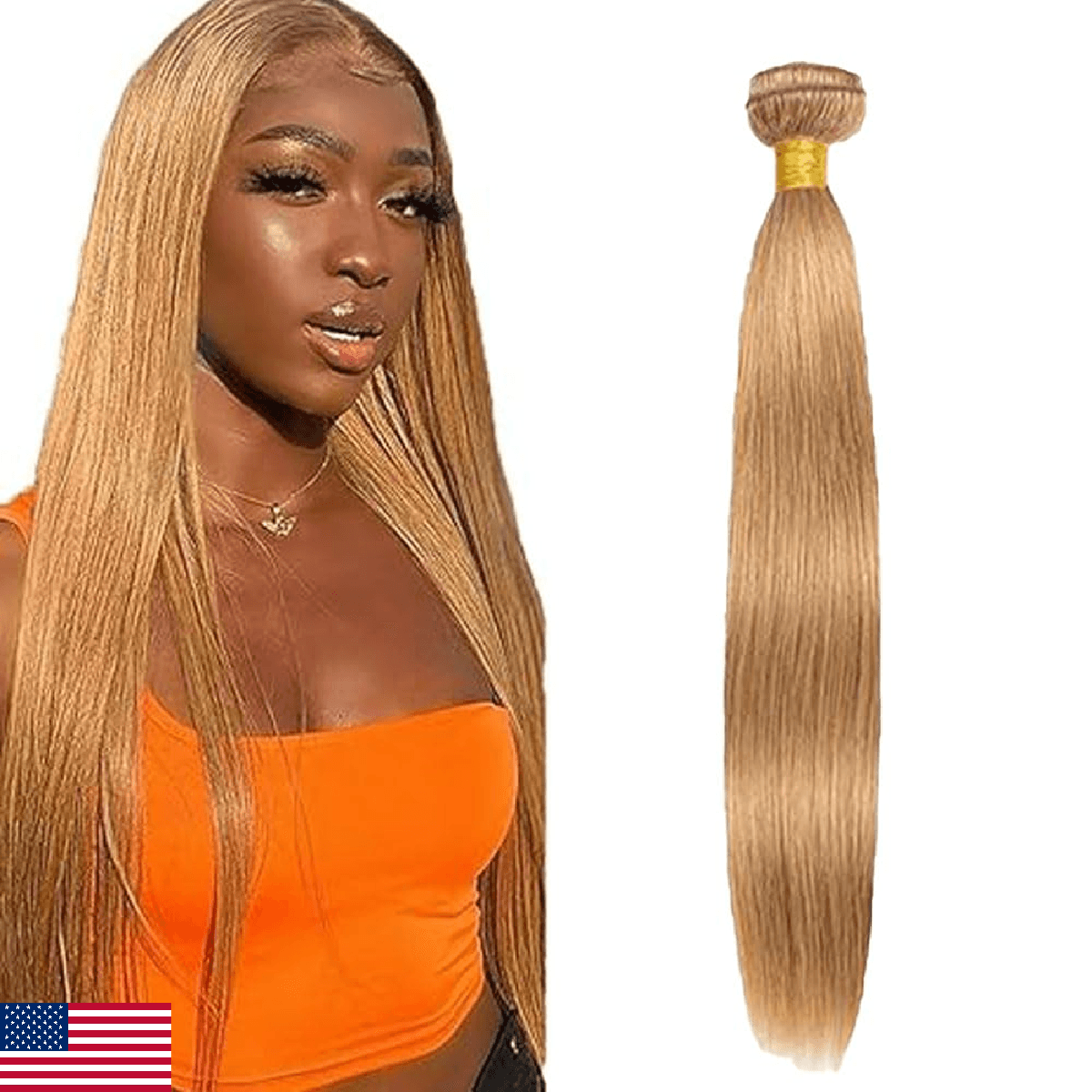 Honey Blonde Human Hair Bundles 28 Inch 27 Pack Straight Brazilian Virgin Hair 1 - Image 1