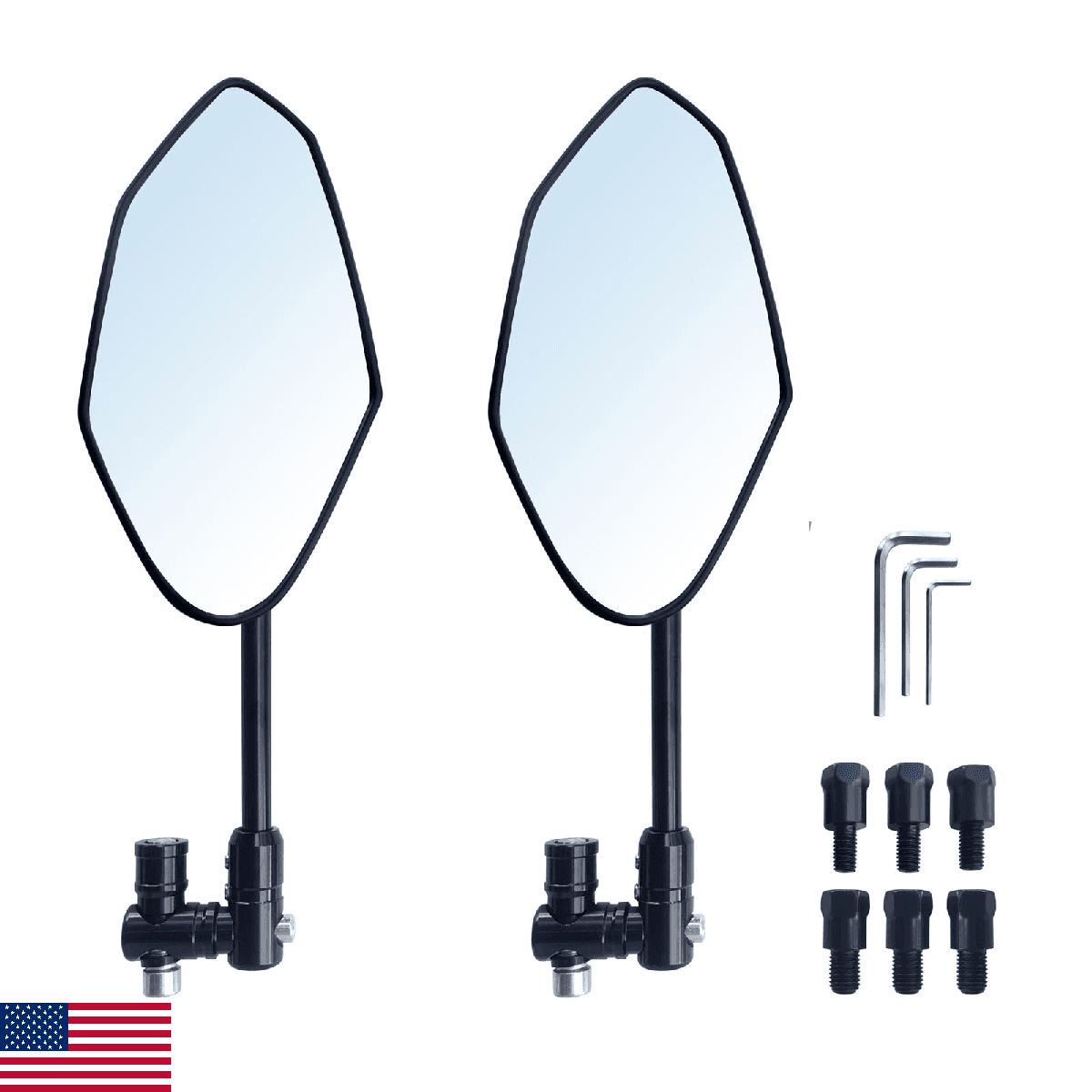 MAMIKO Universal Motorcycle Mirrors Convex Handlebar Rearview Side Mirror M8 M10 - Image 1