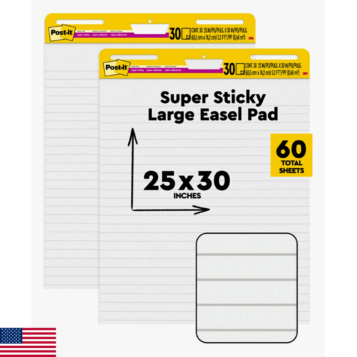 Post-it Super Sticky Easel Pad, 25-inch x 30-inch, White, Lined, 2 Pads/Pack, 30 - Image 1
