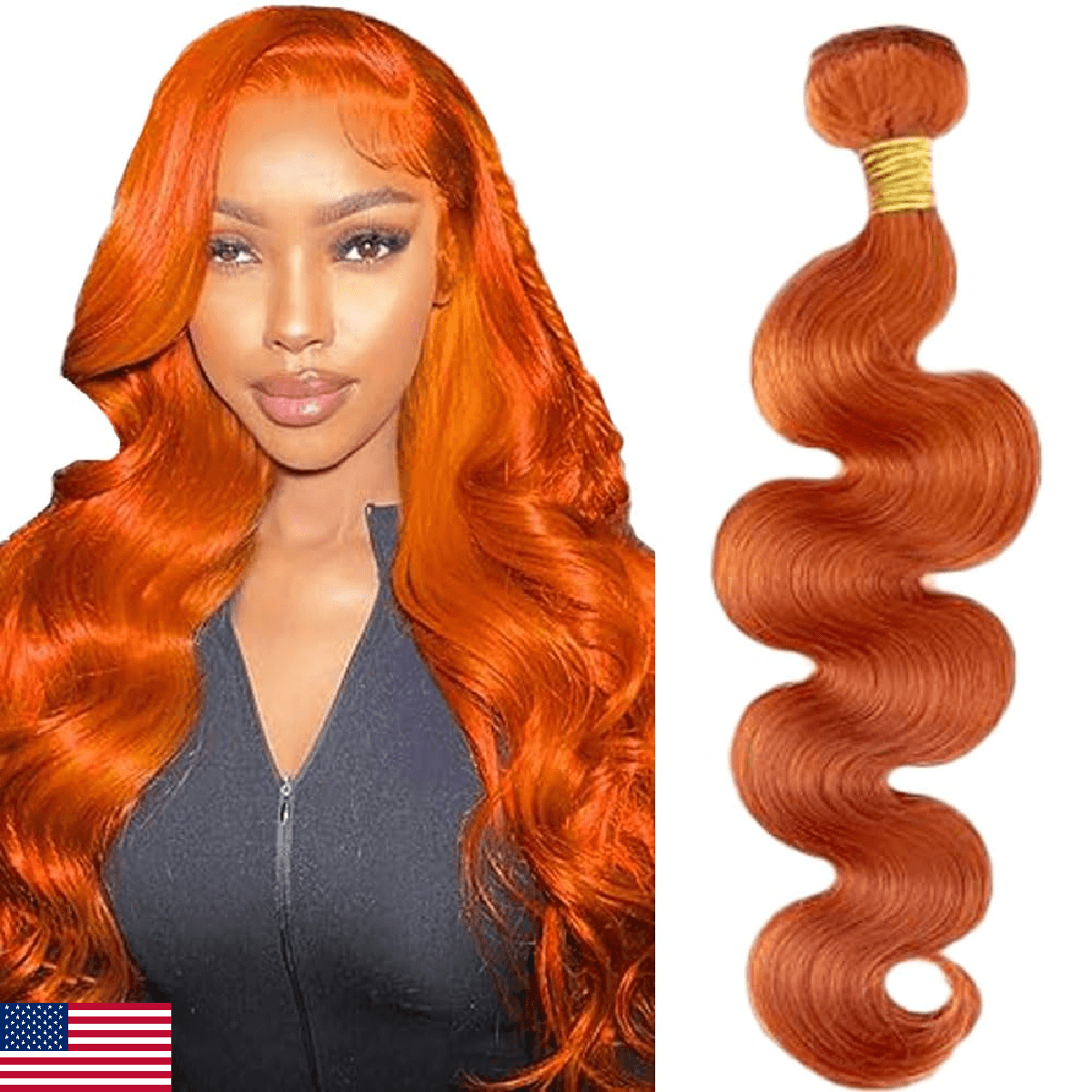 #350 Ginger Orange Human Hair Bundles 24 Inch Color 350 Bundles Human Hair Exten - Image 1