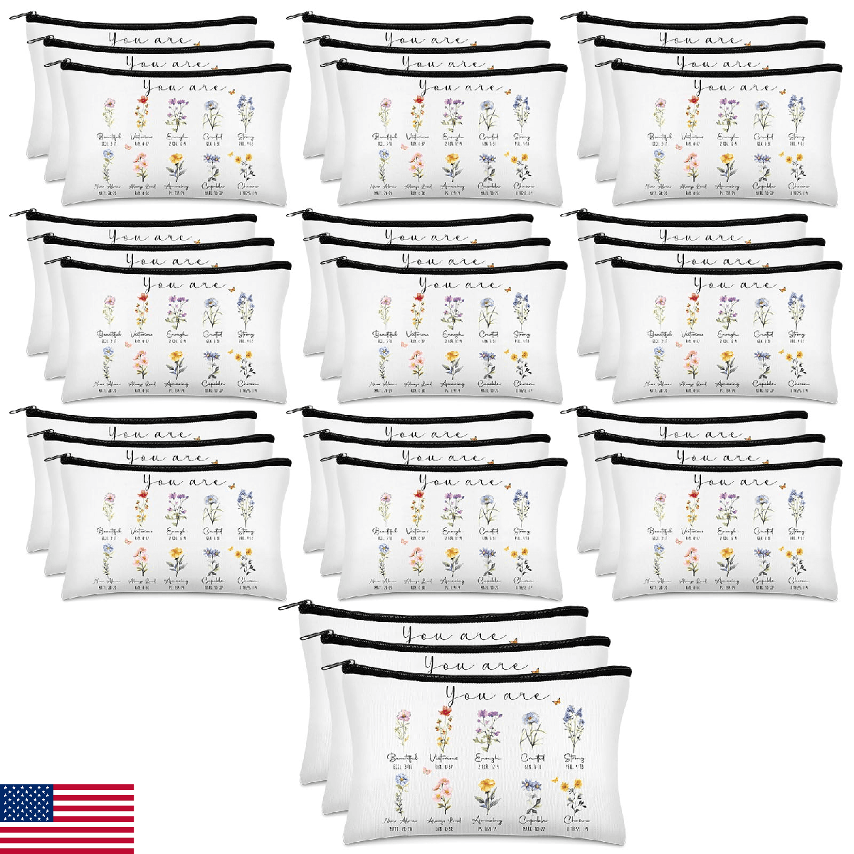 Jetec 30 Pcs Christian Gift for Women Bulk Religious Cosmetic Bags Christmas Ins - Image 1