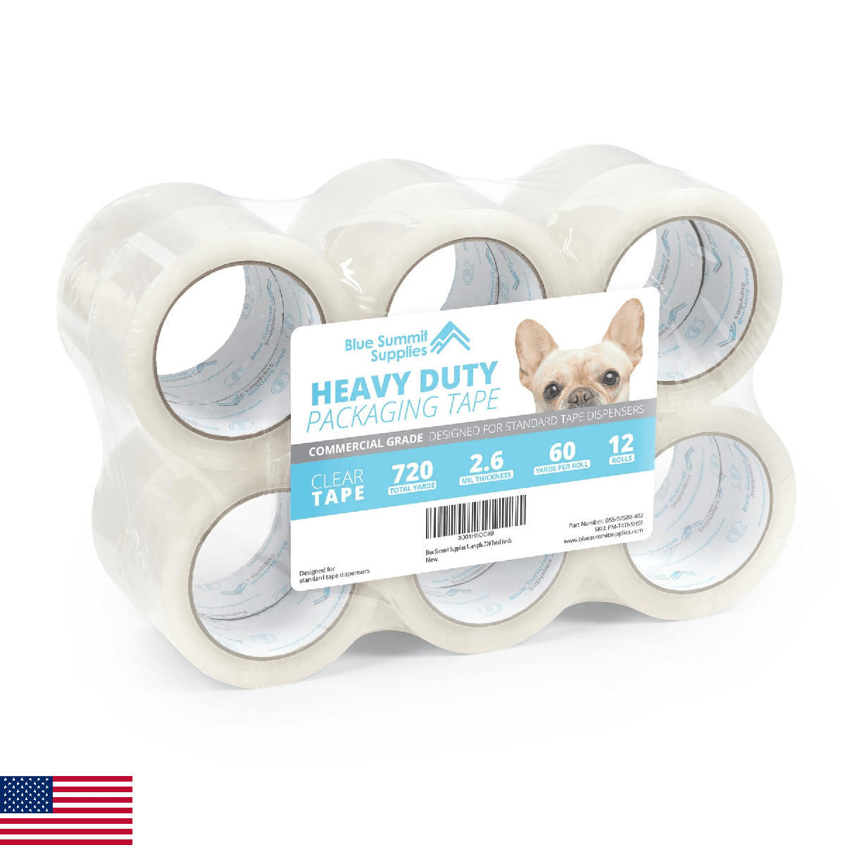 Blue Summit Supplies Clear Packing Tape Refills Bulk, 12 Pack, Heavy Duty Packag - Image 1