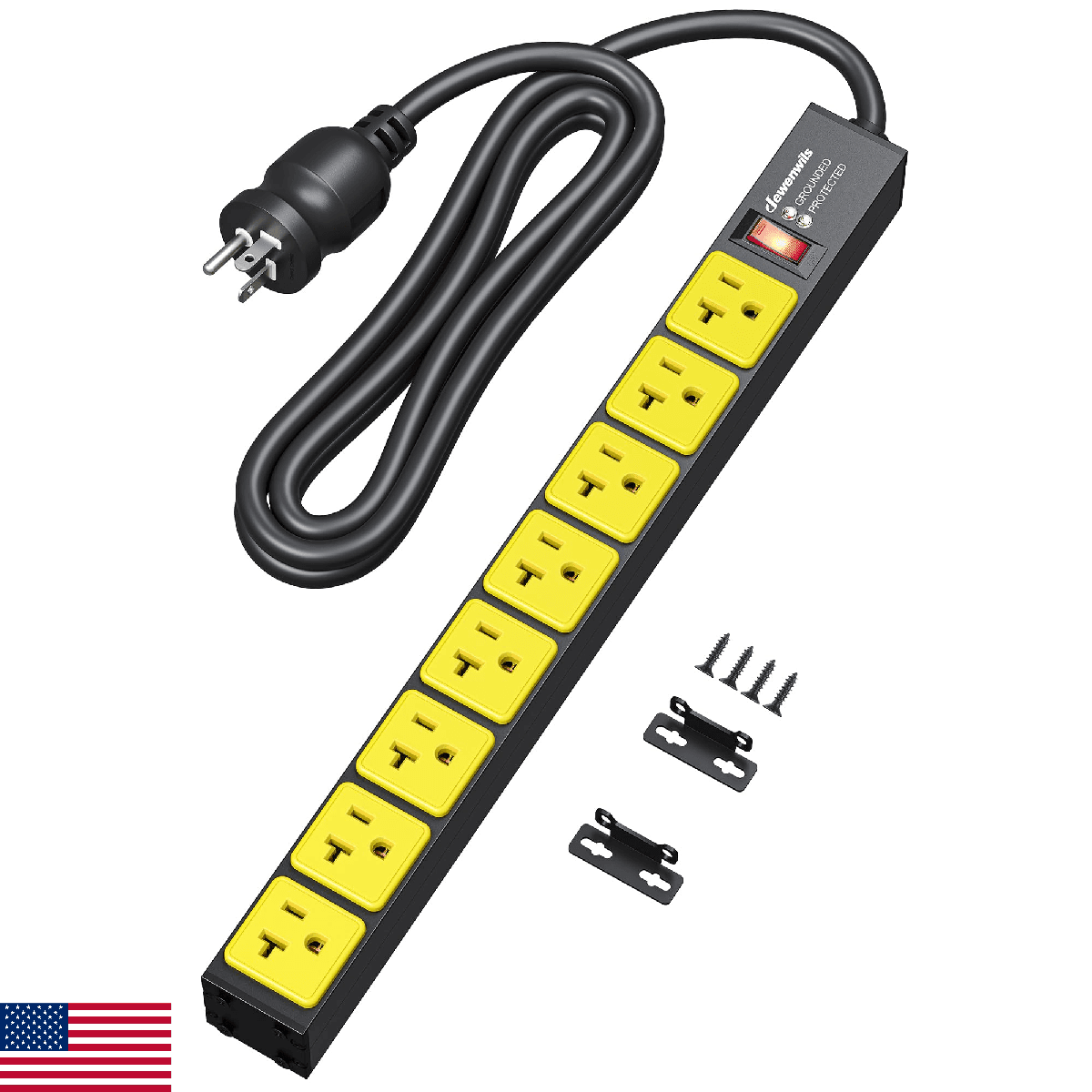 DEWENWILS Heavy Duty Power Strip 20AMP, 8 AC Outlets, Overload Protection & Surg - Image 1
