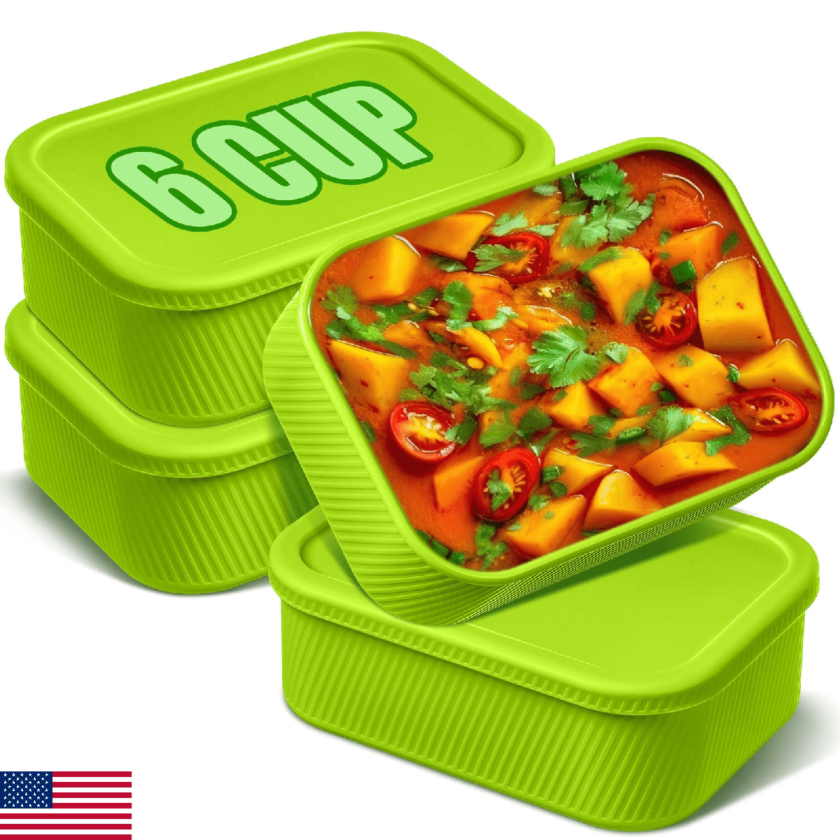 Nuogo 4 Pcs 6 Cup Silicone Freezer Trays with Lid Soup Containers Reusable Freez - Image 1