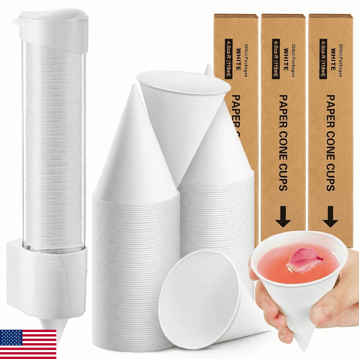 Roshtia 600 Pcs 4 oz Snow Cone Cups Paper Thicken Disposable with 1 Cups Dispens - Image 1