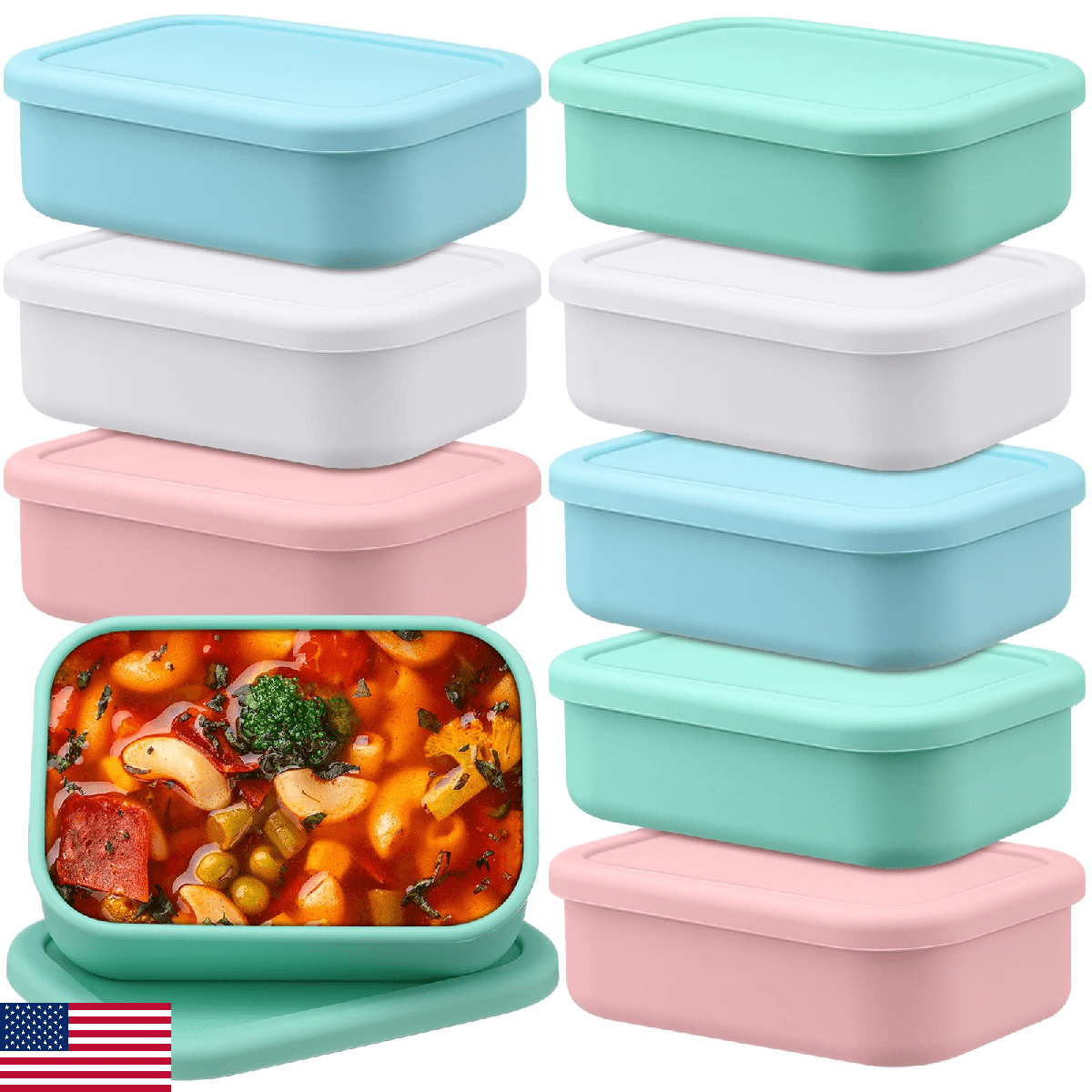 Nuogo 8 Pcs 2 Cup Silicone Freezer Trays with Lid Silicone Soup Freezer Molds Re - Image 1