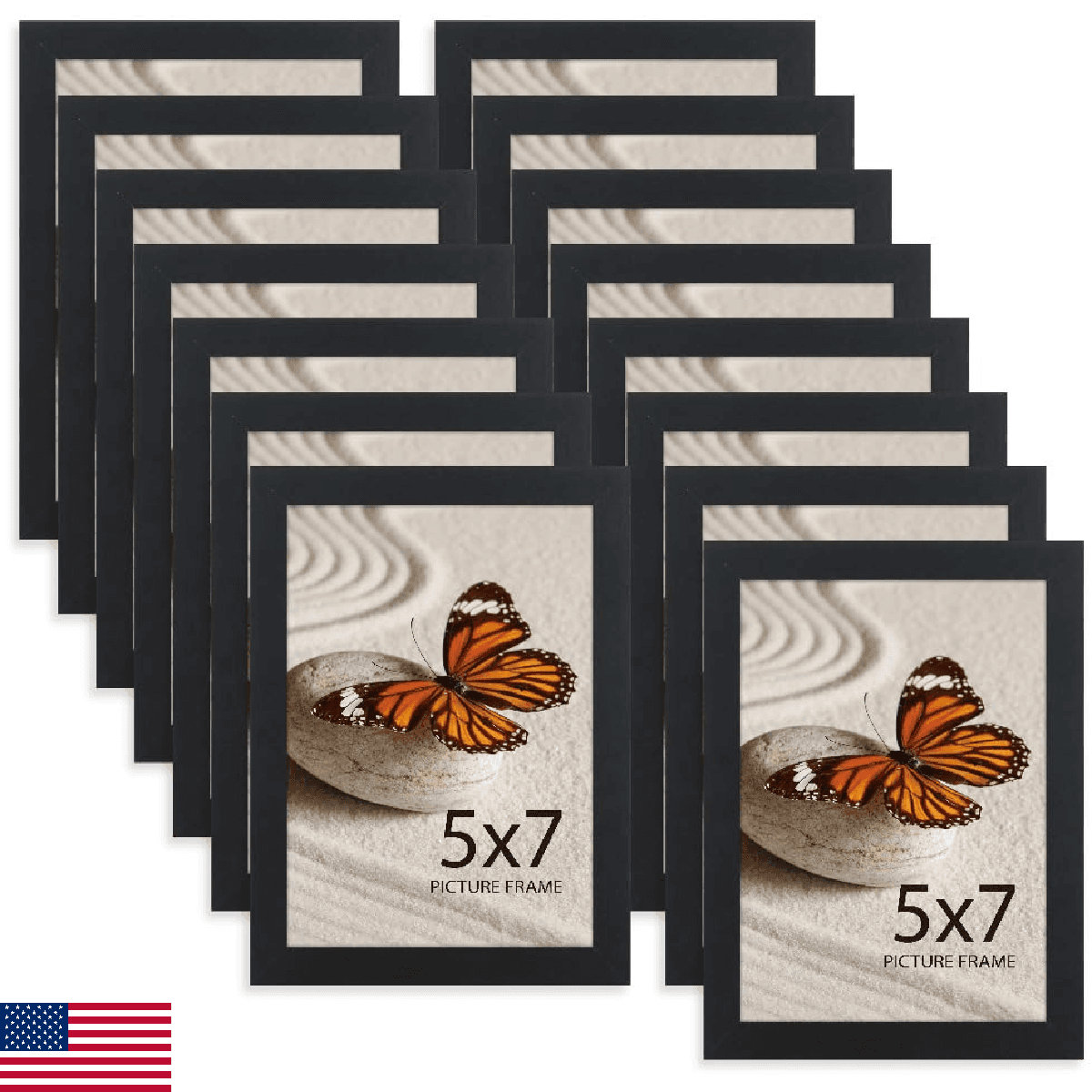 Memory Island 5x7 Photo Frames for Wall and Tabletop Display, 5 by 7 Black Pictu - Image 1