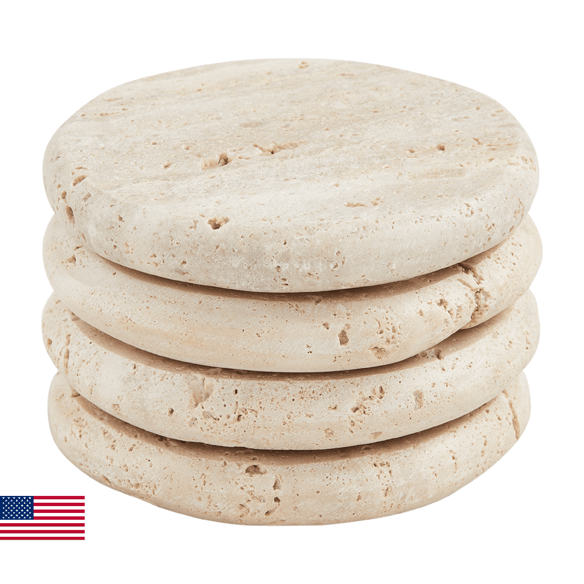 Mud Pie Cream Travertine Coasters; 4" dia - Image 1