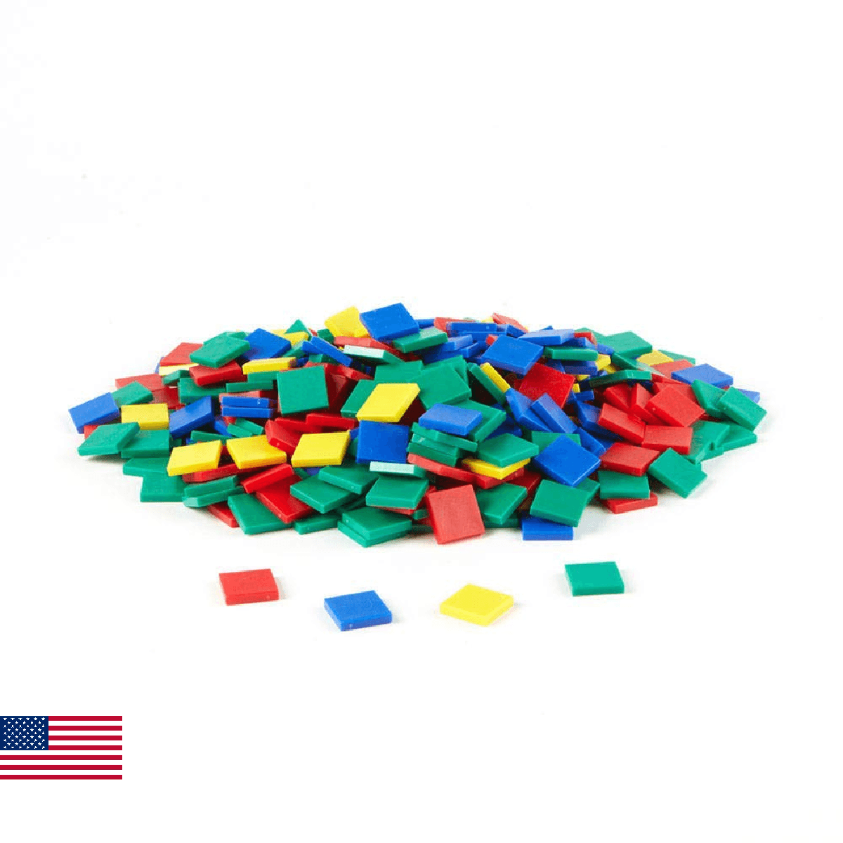 hand2mind Plastic Square Color Tiles, Plastic Bingo Chips, Math Bingo Tokens, Ma - Image 1